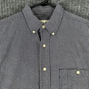 Eddie Bauer Shirt Mens Regular Large Blue Check Long Sleeve Button Up Heavy